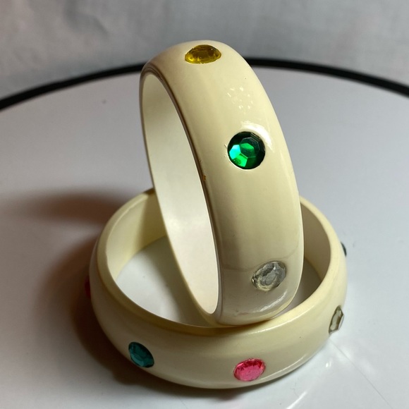Vintage Bangles with colored rhinestones. - Picture 3 of 6